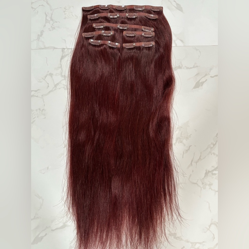 Glam Seamless Custom Dyed Natural Auburn Red Hair extensions 20 inch 170g